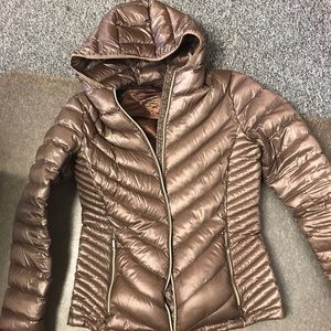Calvin Klein gold shine packable down coat; size M
